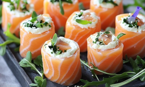 zalmrolletjes met roomkaas